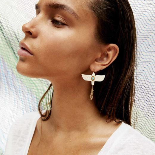 北京仓｜Hipanema-Horus-祖尼部落鸟 耳环（白色）［法国设计师］ 商品图0