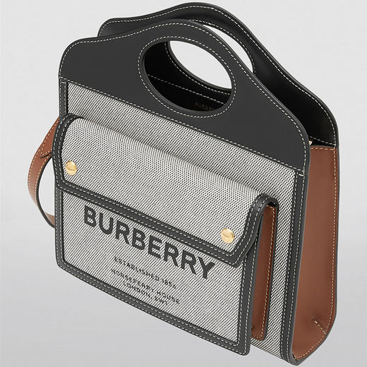 BURBERRY 巴宝莉 女士 迷你三色棉帆布拼皮革口袋包 混色 8039363 A1189 商品图1