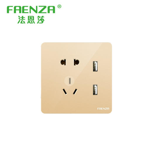 法恩莎 面板 Q11系列 金色 五孔+USB 商品图0