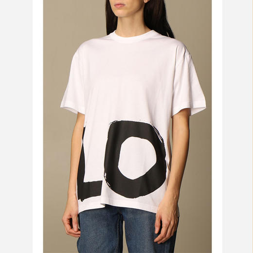 BURBERRY 巴宝莉 女士棉质LOVE字母印花圆领短袖T恤 白色 8037303 A1464 商品图3