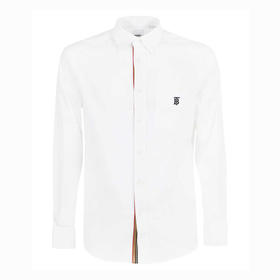 BURBERRY 巴宝莉 男士TB专属标识装饰刺绣功能性棉质长袖衬衫 白色 8043060 A1464
