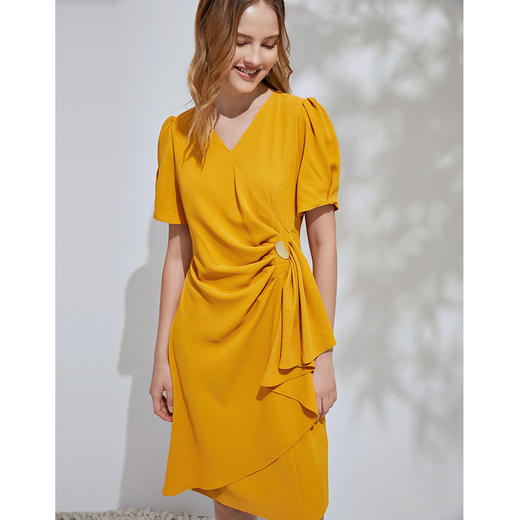 EITIE爱特爱通勤收腰泡泡袖连衣裙6107825 商品图3