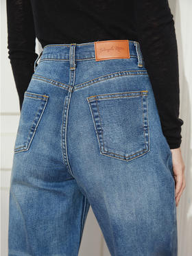 Simple Retro 高腰牛仔裤女休闲宽松显高显瘦法式老爹萝卜长裤女