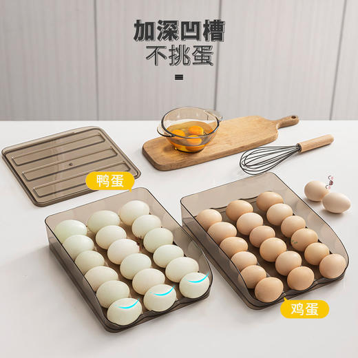 硅胶防震防滑鸡蛋盒 冰箱保鲜收纳盒 自动 滚蛋 收纳盒 商品图2