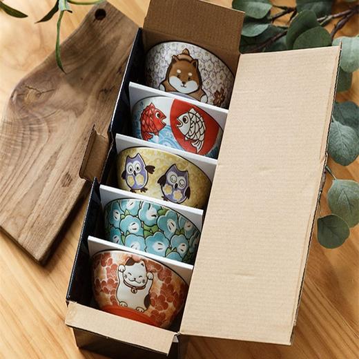 【旬彩】 千代源 日本进口祥物风可爱卡通陶瓷五入饭碗 M-105 商品图4