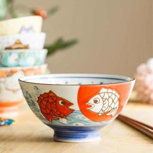 【旬彩】 千代源 日本进口祥物风可爱卡通陶瓷五入饭碗 M-105 商品图1