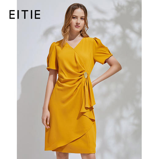 EITIE爱特爱通勤收腰泡泡袖连衣裙6107825 商品图0
