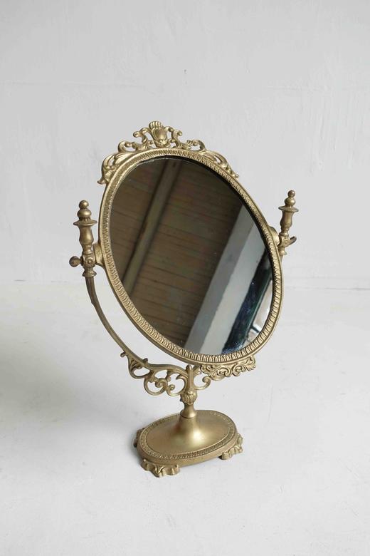 英国古董铜鎏金梳妆镜子 大号 商品图2