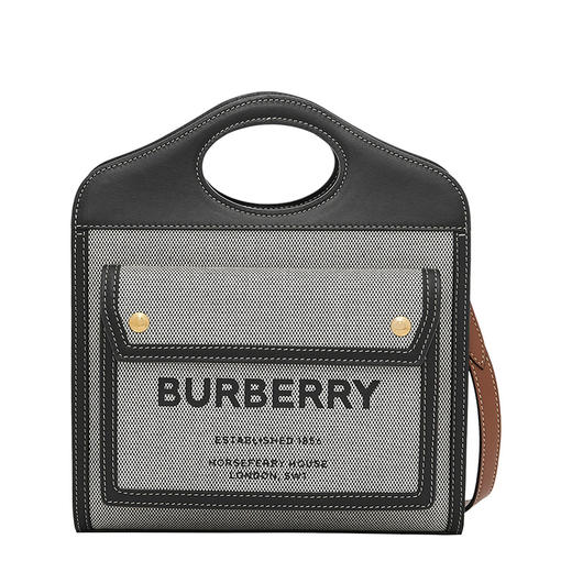 BURBERRY 巴宝莉 女士 迷你三色棉帆布拼皮革口袋包 混色 8039363 A1189 商品图0