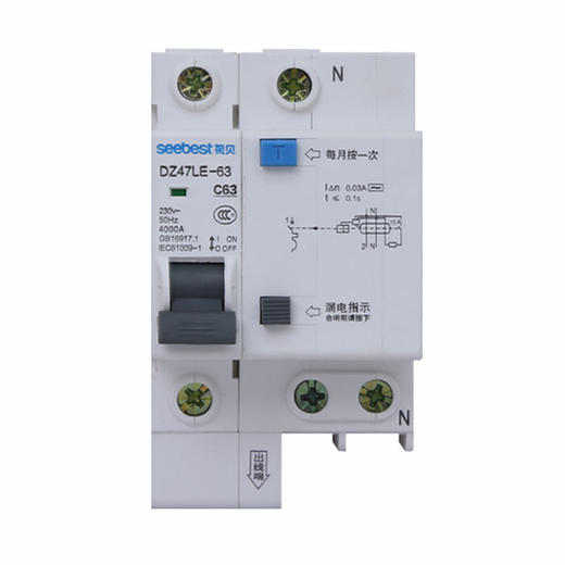 视贝漏电断路器 DZ47LE-63 1P+N 商品图0