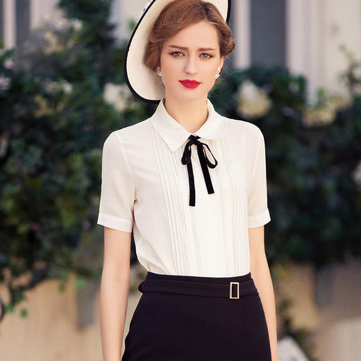 IWY/时尚OL白色短袖气质职业装衬衫套装名媛衬衣套裙女装B0222+S0329 商品图0