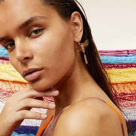 北京仓｜Hipanema-Horus-祖尼部落鸟 耳环（黄色）［法国设计师］