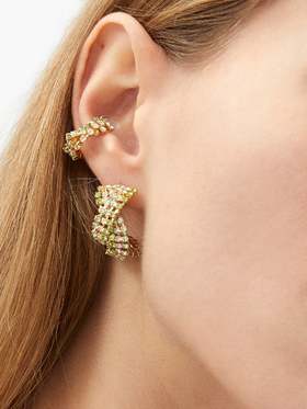 北京仓｜Rosantica-Chevron-双色 水晶 耳环（绿色）［意大利设计师］