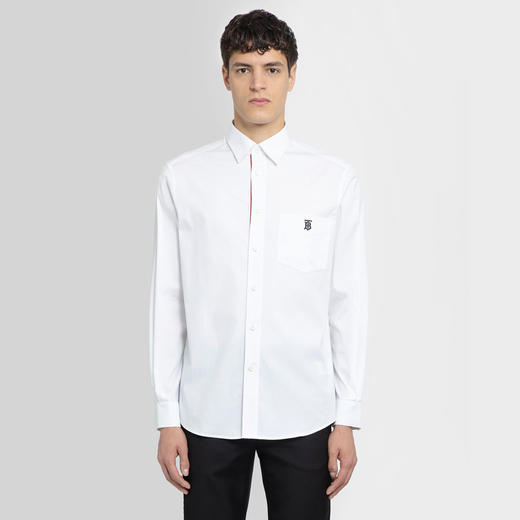 BURBERRY 巴宝莉 男士TB专属标识装饰刺绣功能性棉质长袖衬衫 白色 8043060 A1464 商品图3