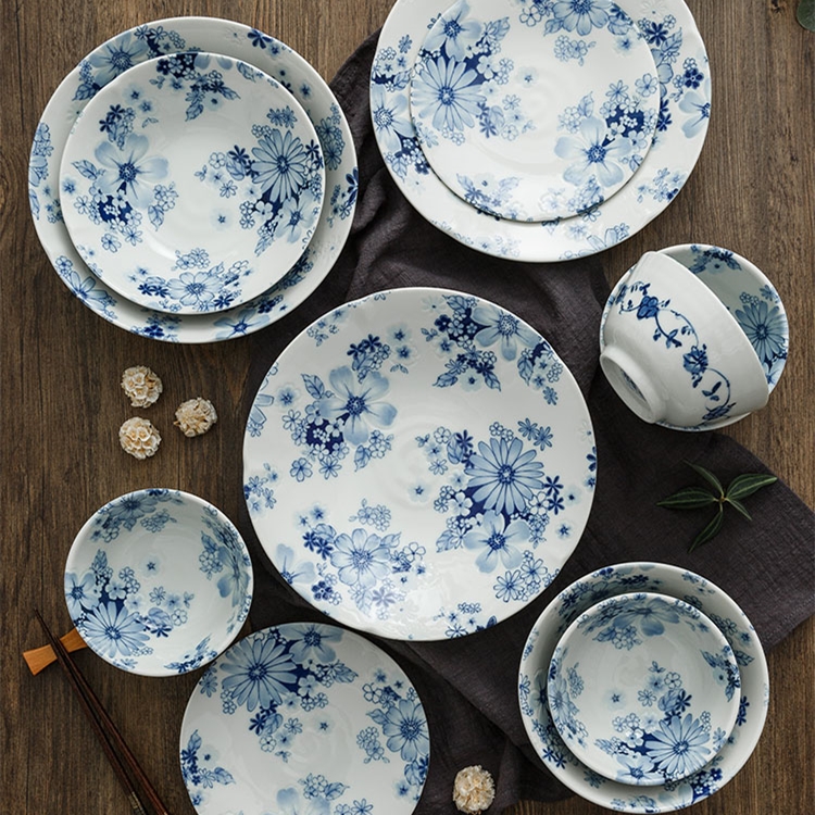 【旬彩 美浓烧】日本进口花聚会陶瓷碗盘碟套装16头礼盒套装 M-098