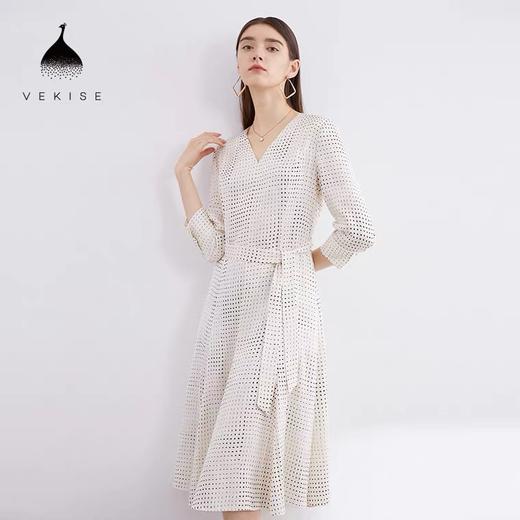 真丝V领波点连衣裙 商品图2