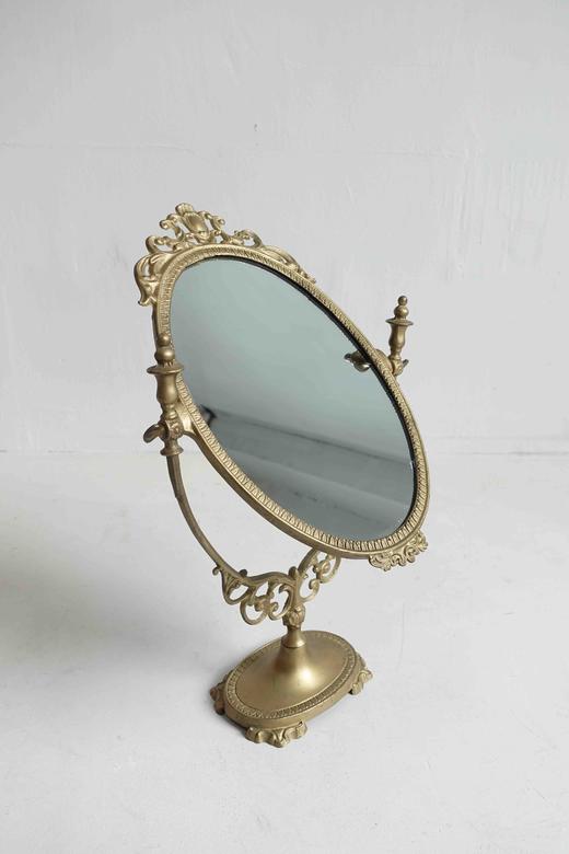 英国古董铜鎏金梳妆镜子 大号 商品图1