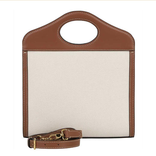 【三】BURBERRY 巴宝莉 女士迷你双色帆布拼皮革口袋包 混色 8039361 A1395 商品图1