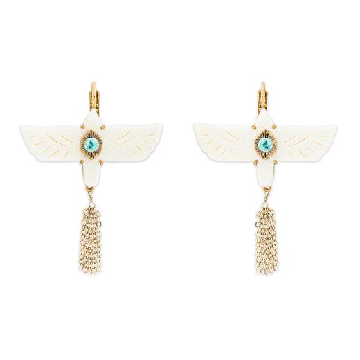 北京仓｜Hipanema-Horus-祖尼部落鸟 耳环（白色）［法国设计师］ 商品图1