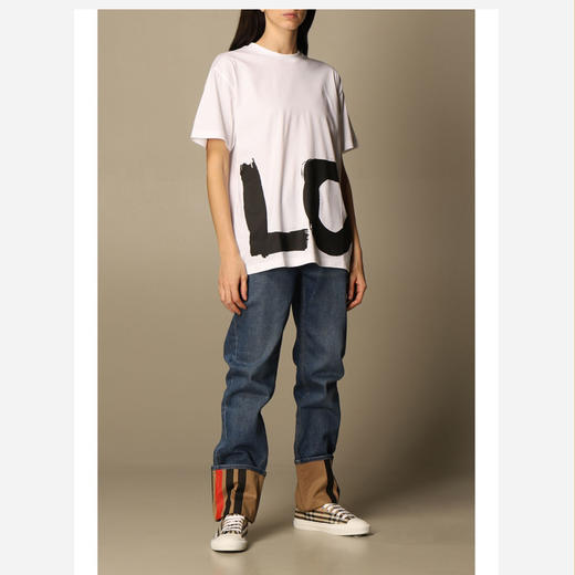 BURBERRY 巴宝莉 女士棉质LOVE字母印花圆领短袖T恤 白色 8037303 A1464 商品图1