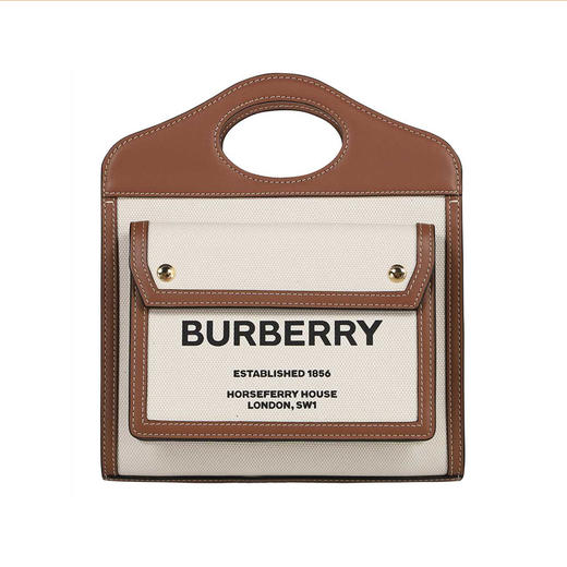 【三】BURBERRY 巴宝莉 女士迷你双色帆布拼皮革口袋包 混色 8039361 A1395 商品图0