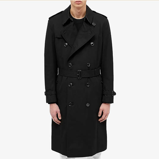 BURBERRY 巴宝莉 男士肯辛顿版型 – 长款 Heritage Trench 束腰风衣 黑色 8028086 A1189 商品图3