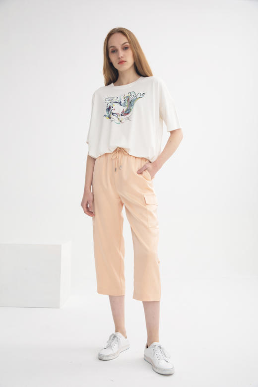 松紧腰头系带直筒裤36266 商品图0