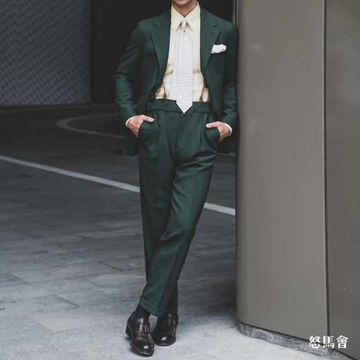 Hardy Minnis Fresco III Lite 强捻抗皱橄榄绿色意式全麻衬套装 商品图2