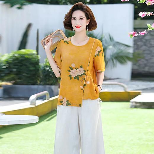 JCG-5884新款阔太太夏季短袖T恤中年女装大码两件套 商品图1