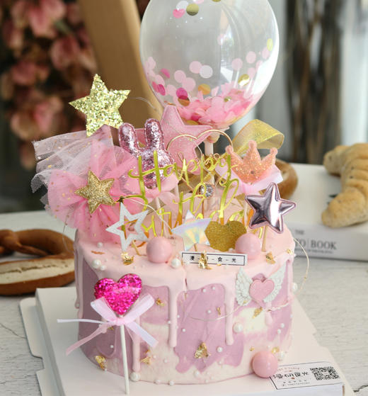 【生日蛋糕】粉色少女心气球装饰款 商品图0