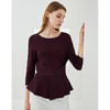 EITIE爱特爱秋季新款气质圆领时尚百搭通勤收腰显瘦针织上衣6301010 商品缩略图1