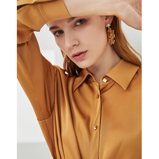 EITIE爱特爱新款时尚气质宽松收腰显瘦垂坠舒适衬衫连衣裙C2107810 商品图2