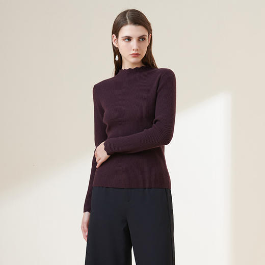 METTE羊绒世家秋冬女士新品100%纯羊绒衫时尚半高领修身显瘦毛衣 商品图4