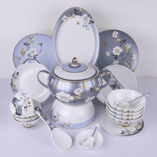 陶园梦暗香10人用46头骨瓷餐具 商品图2