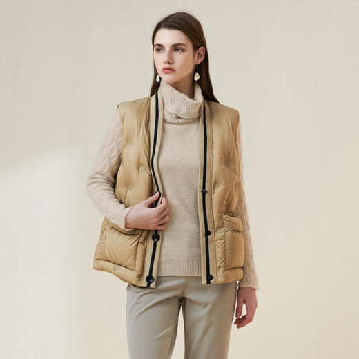 METTE羊绒世家2021年秋冬女100%羊绒衫时尚堆领镂空套头保暖毛衣 商品图3