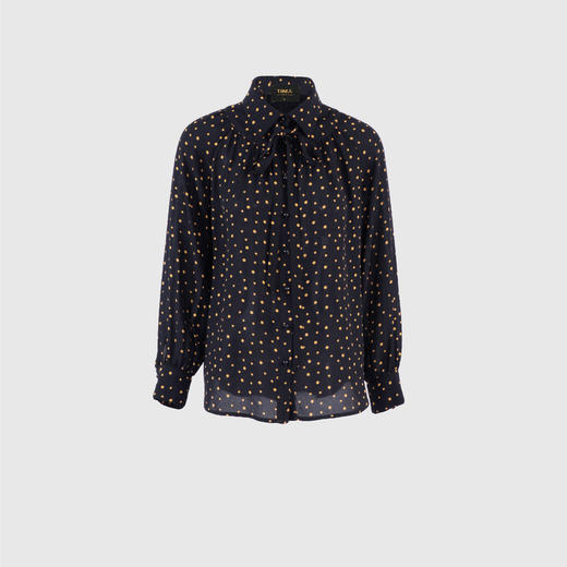 小翻领抽褶设计感上衣（附领带） 商品图0