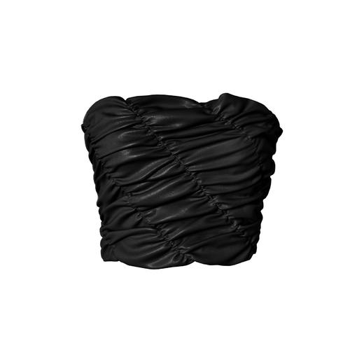 EVENING 褶皱皮质胸衣 黑色【可口系列】 商品图1