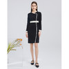 EITIE爱特爱秋季新款气质通勤时尚百搭撞色收腰显瘦连衣裙女6007733 商品缩略图1