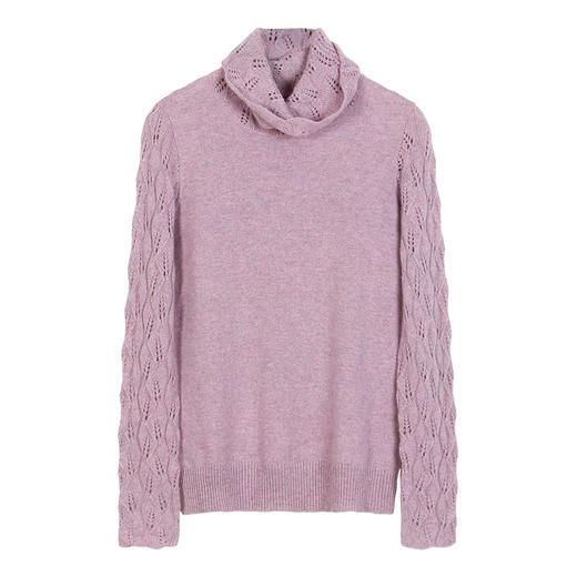 METTE羊绒世家2021年秋冬女100%羊绒衫时尚堆领镂空套头保暖毛衣 商品图11