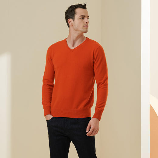 METTE羊绒世家2021年秋冬男士100%羊绒衫V领长袖针织内搭保暖毛衣 商品图3