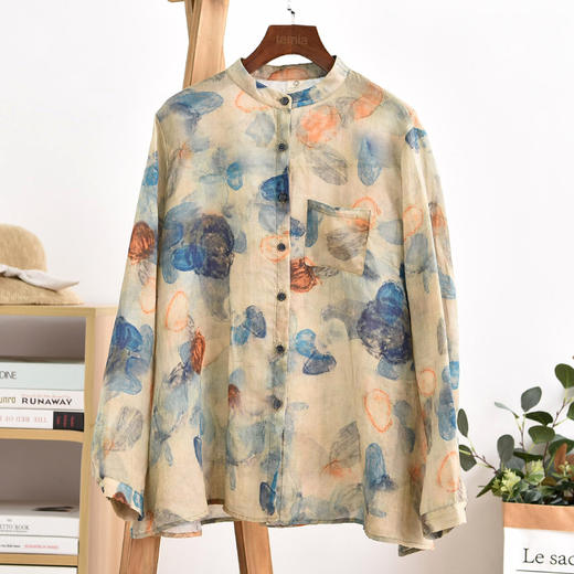 天然苎麻衬衫  小立领设计 宽松舒适 低调淡雅 气质百搭 商品图8