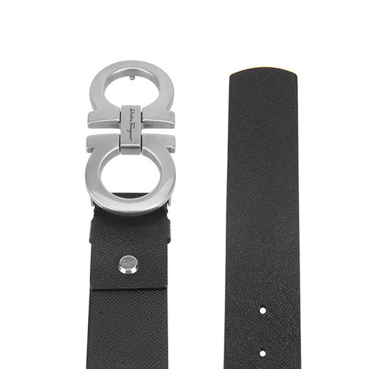 Salvatore Ferragamo 菲拉格慕 4.5cm宽做旧银扣黑色男士腰带 99180 商品图4