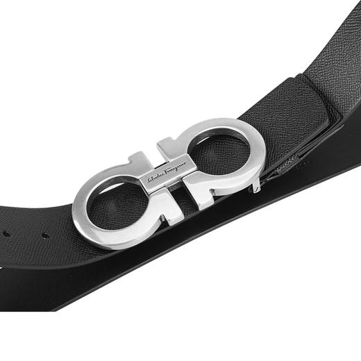 Salvatore Ferragamo 菲拉格慕 4.5cm宽做旧银扣黑色男士腰带 99180 商品图3