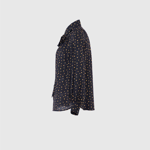 小翻领抽褶设计感上衣（附领带） 商品图2