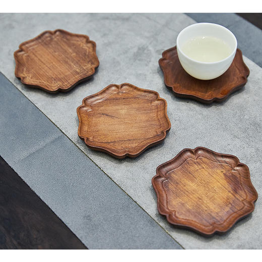 六角花边盘形杯垫° 酸枝&紫光檀8*8.5cm 商品图2