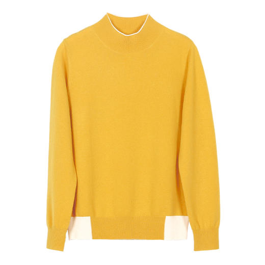 METTE羊绒世家2021秋冬新品女100%山羊绒时尚撞色半高领套头毛衣 商品图13