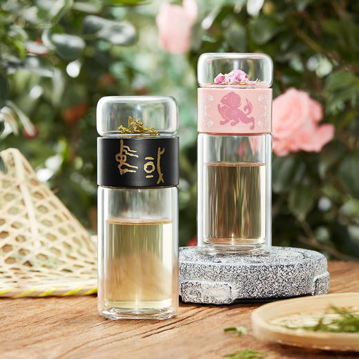 国韵狮舞系列茶水分离器玻璃杯 商品图1