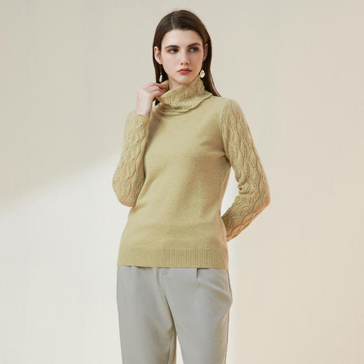 METTE羊绒世家2021年秋冬女100%羊绒衫时尚堆领镂空套头保暖毛衣 商品图6