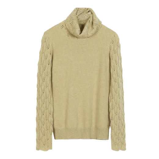 METTE羊绒世家2021年秋冬女100%羊绒衫时尚堆领镂空套头保暖毛衣 商品图12