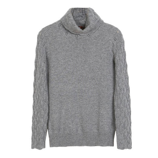 METTE羊绒世家2021年秋冬女100%羊绒衫时尚堆领镂空套头保暖毛衣 商品图14